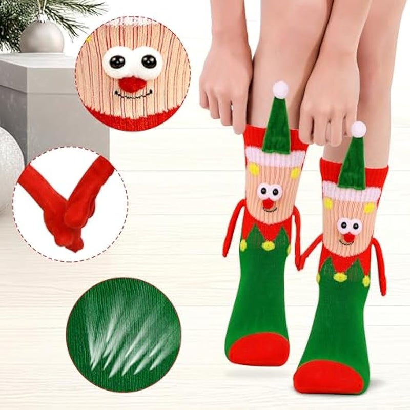 إسكدنيا جوارب الكريسماس للنساء والرجال من اتسكولوفي، جوارب مغناطيسية تحمل باليد، جوارب مرحة للكريسماس (عبوة من 4 قطع) - Image 4