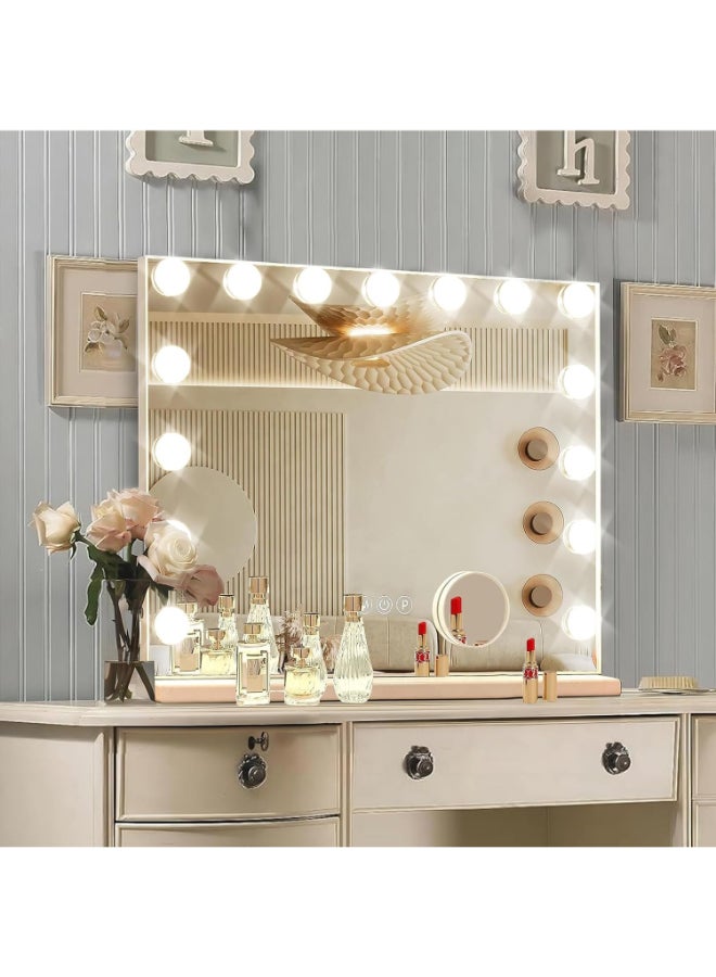 Ratsamee Hollywood Vanity Mirror with Lights 15 Dimmable Bulbs 3 Color Lights Make Up Lighted Mirror USB Charging Port Valentines Day Gifts for Her Gifts for Women Wife Teengirls23 x 18 - Image 2