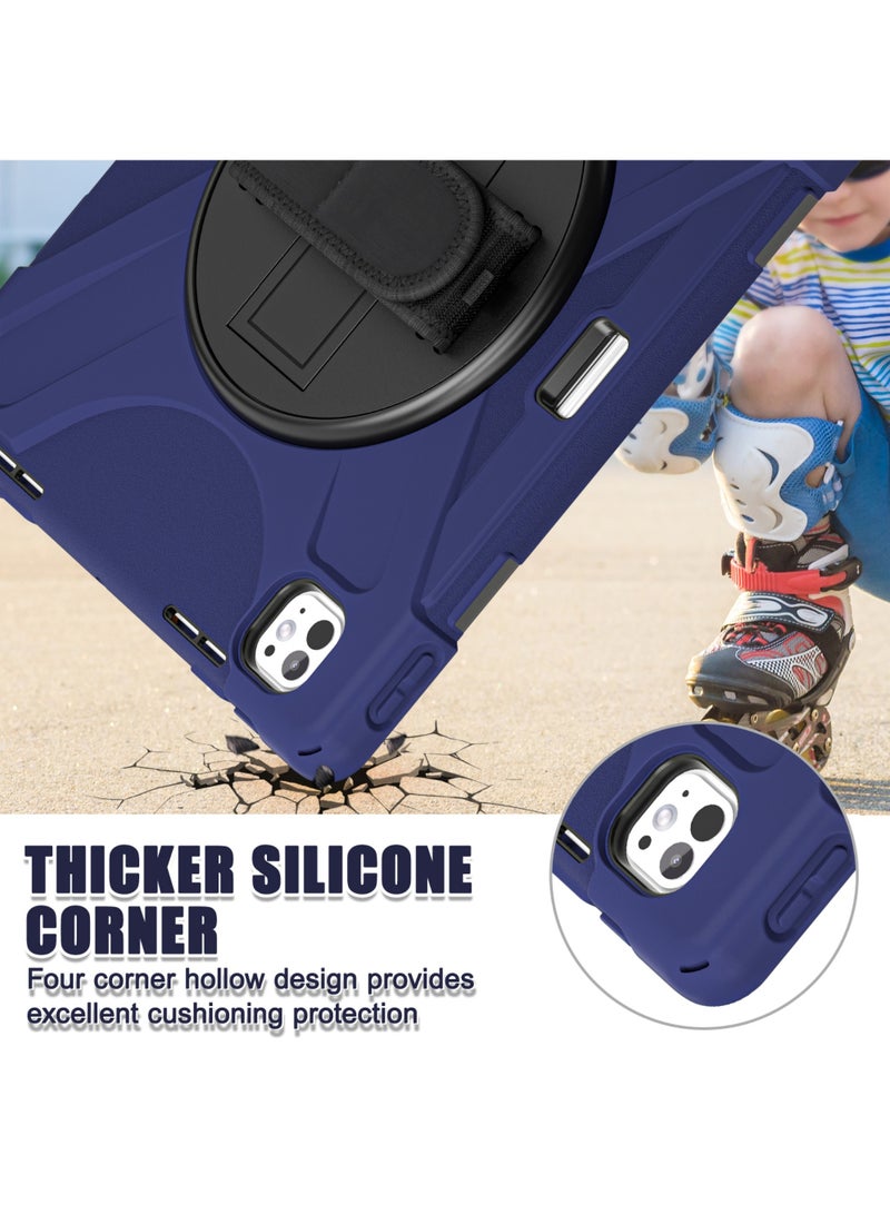 روك بو جراب لجهاز iPad Pro مقاس 13 بوصة (M5/M4) 2025/2024 غطاء سيليكون قوي ومتين مع حزام يد يدور 360 درجة وحامل مخفي قابل للطي لجهاز iPad Pro مقاس 13 بوصة - Image 3