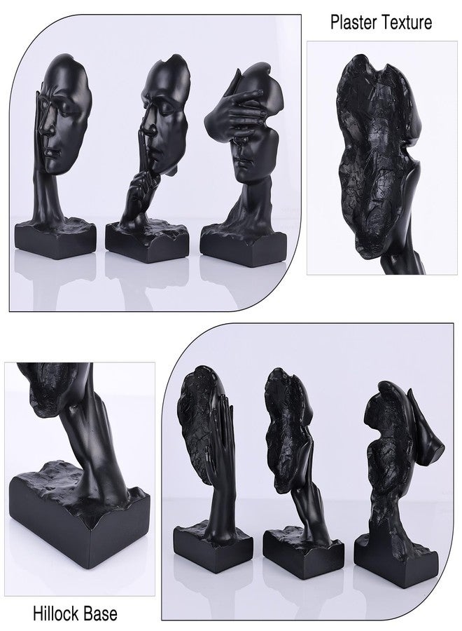XIAOMAGG Thinker Statue Set of 3 See No Evil Hear No Evil Speak No Evil Figurines Abstract Sculpture Resin Decor for Home Office Living Room Shelf Desk Men Modern Art Decorative Pieces (Black) - Image 5