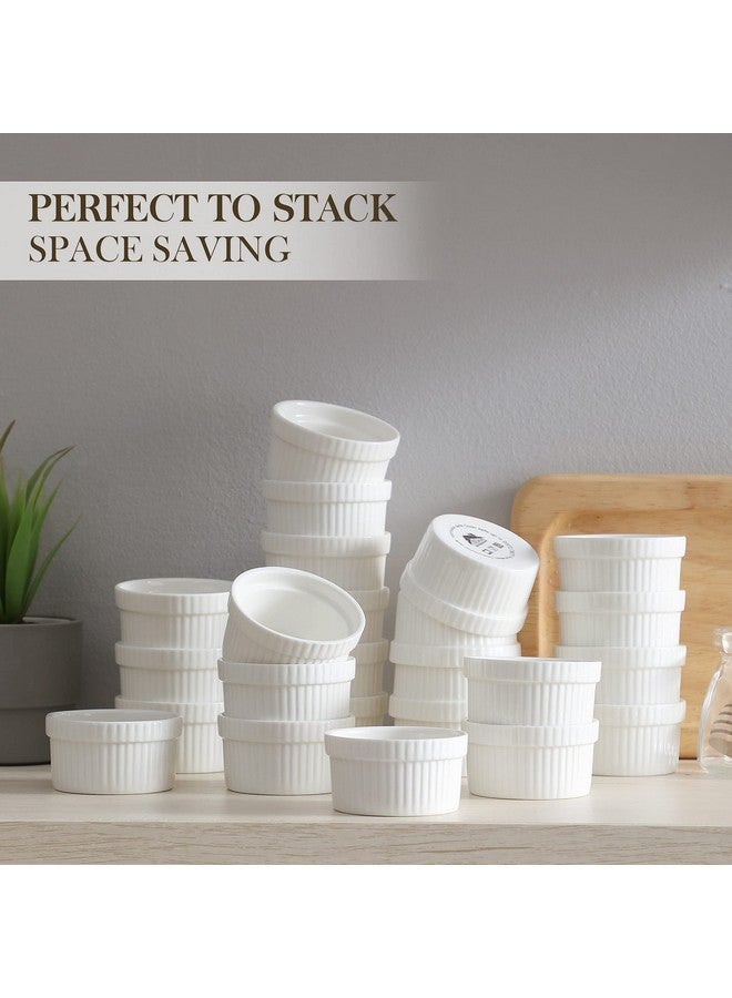MALACASA Mini Ramekins 1.5 oz set of 24, Ramiken, Ceramic Creme Brulee Ramekins, White Custard Cups, Small Dipping Bowls for Kitchen Serving Sauce Condiments, Dishwasher Oven Safe, Series RAMEKIN.DISH - Image 5