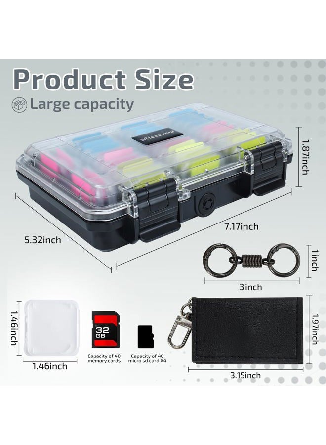 Micscrew 36 Slots Memory Card Case & 36 Transparent Card Cases & 60 Visual Sticky Notes, Water-Resistant Anti-Shock Anti-Dust SD Card Case for Camera, Memory Card Storage Protector（Clear Plastic） - Image 2