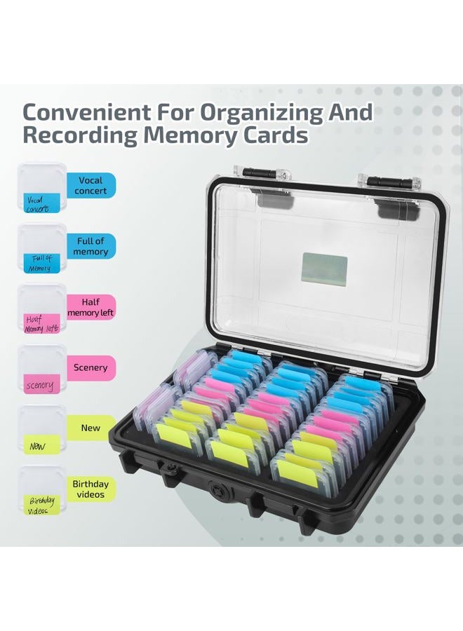 Micscrew 36 Slots Memory Card Case & 36 Transparent Card Cases & 60 Visual Sticky Notes, Water-Resistant Anti-Shock Anti-Dust SD Card Case for Camera, Memory Card Storage Protector（Clear Plastic） - Image 4