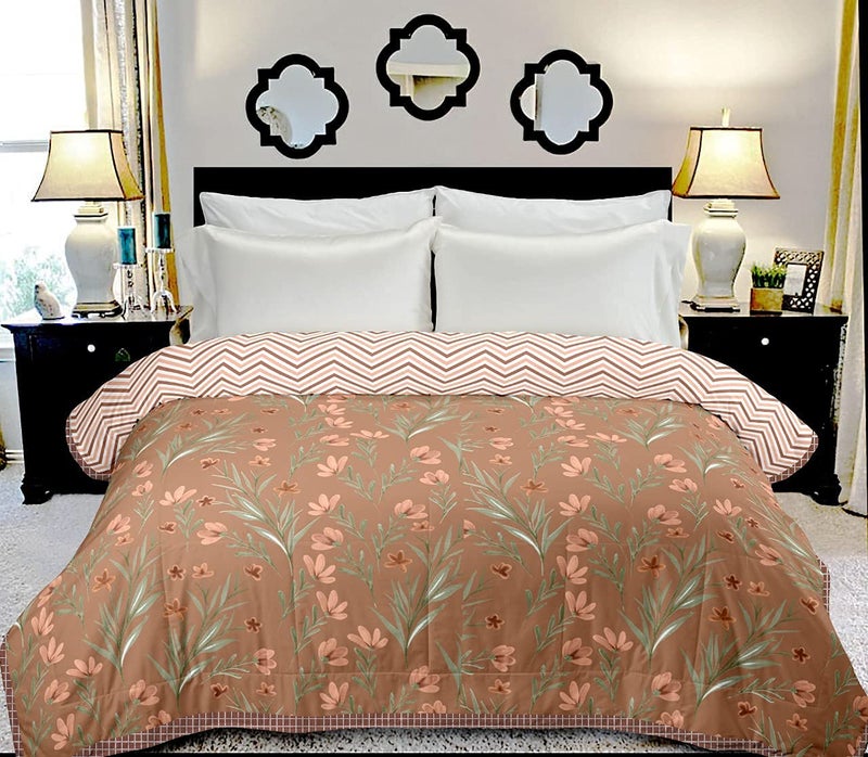 DEILYVERY Floral Printed Three Layer Cotton Camric Quilt Single Sided Reversible Queen Size AC Dohar Blanket Design2 Single
