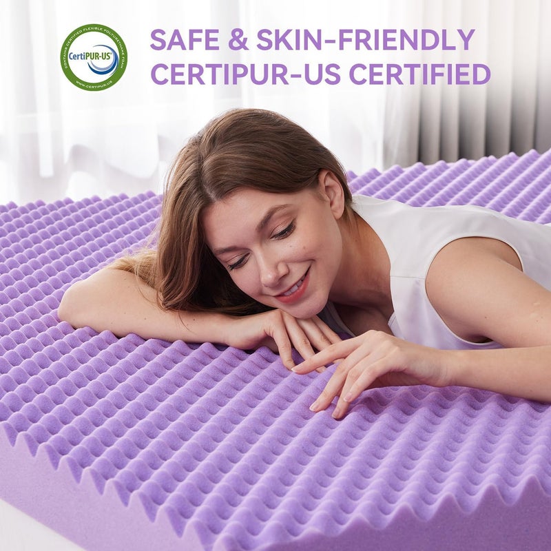 SINWEEK 2 Inch Egg Crate Cooling Gel Memory Foam Mattress Topper Full Size, Soft Mattress Pad for Back Pain Relief, Bed Topper, CertiPUR-US Certified - Image 5