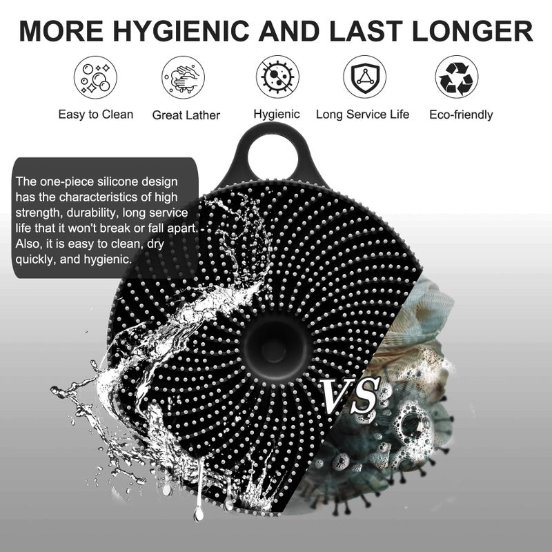 INNERNEED 2-in-1 Silicone Body Scrubber and Scalp Massager Shampoo Brush, Food-Grade Soft Material, More Hygienic, Easily Lather, Convenient for Travel, Gym, Business,etc (Black) - Image 5