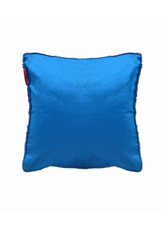 Ramsha Blue & Gold Color Polyester Cushion Cover for Sofa, Bed, Living Room - CS 086 (40x40cm) - Image 2
