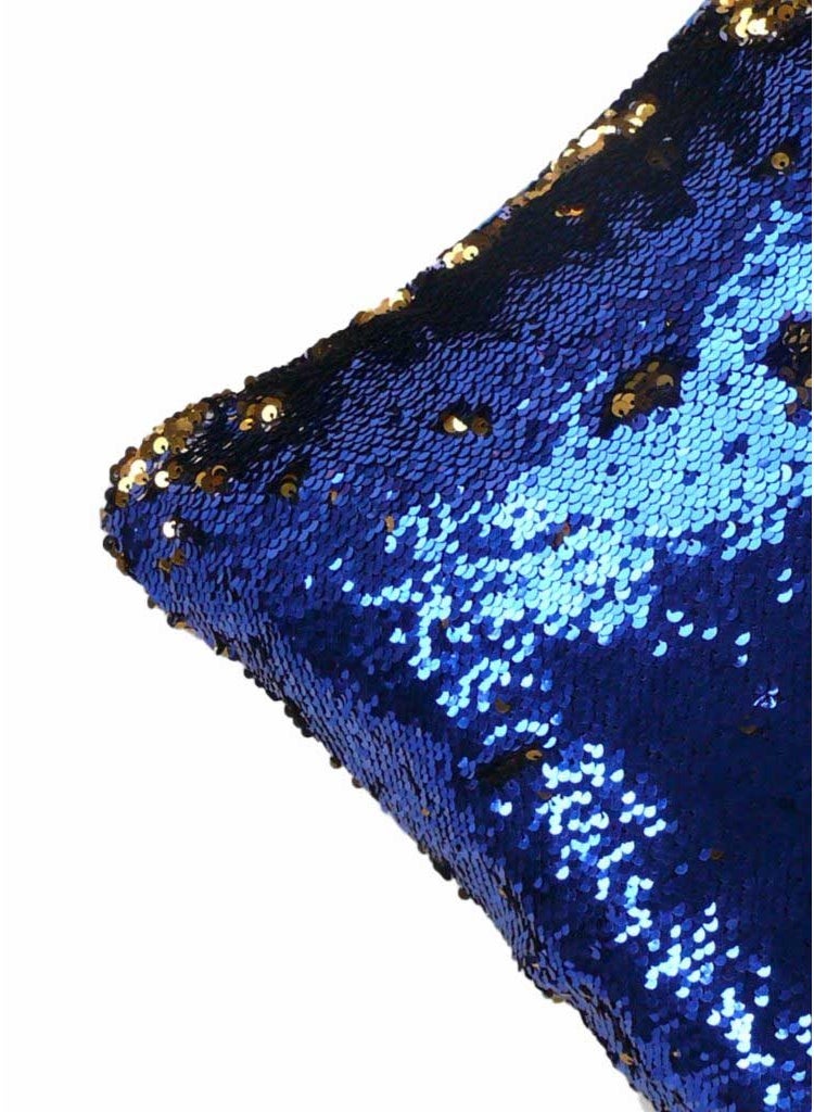 Ramsha Blue & Gold Color Polyester Cushion Cover for Sofa, Bed, Living Room - CS 086 (40x40cm) - Image 5