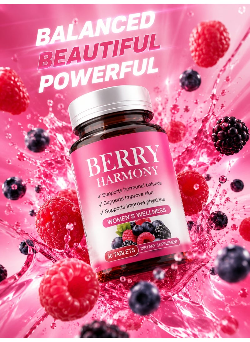 Berry Harmony Women’s Wellness Supplement Mixed Berry Antioxidant Tablets with Vitamin B Complex Zinc Calcium Vitamin D3 Daily Wellness Formula 60 Tablets - Image 4
