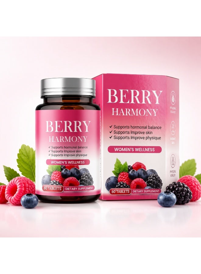 Berry Harmony Women’s Wellness Supplement Mixed Berry Antioxidant Tablets with Vitamin B Complex Zinc Calcium Vitamin D3 Daily Wellness Formula 60 Tablets - Image 5