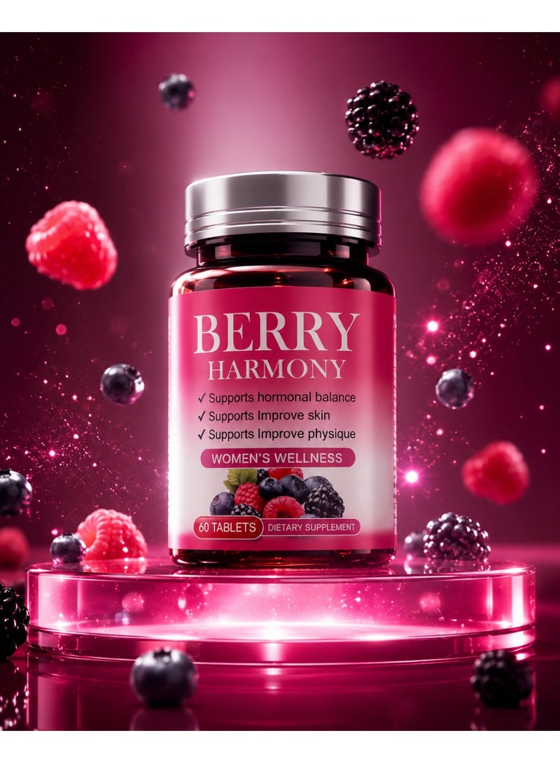 Berry Harmony Women’s Wellness Supplement Mixed Berry Antioxidant Tablets with Vitamin B Complex Zinc Calcium Vitamin D3 Daily Wellness Formula 60 Tablets - Image 2