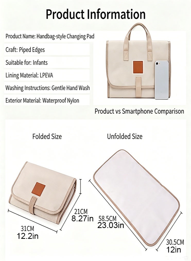 meayul Portable Baby Changing Mat Waterproof Foldable Nappy Changer Pad for Travel Ivory Lightweight Compact Design for On-The-Go Parents Home and Outdoor Use - Image 2
