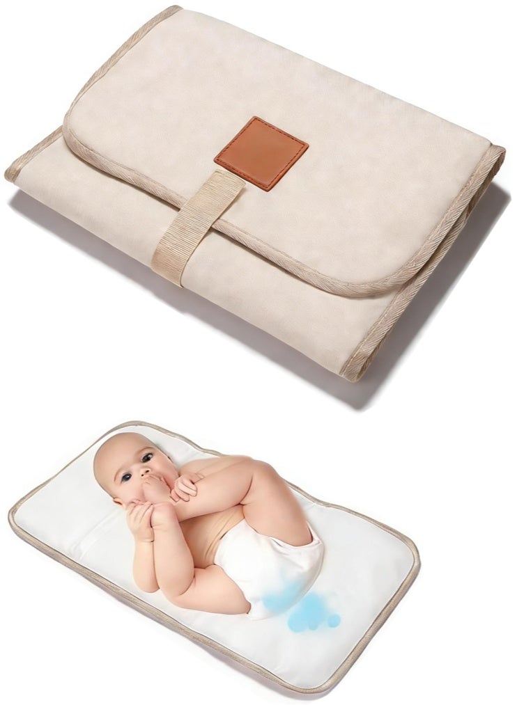 meayul Portable Baby Changing Mat Waterproof Foldable Nappy Changer Pad for Travel Ivory Lightweight Compact Design for On-The-Go Parents Home and Outdoor Use - Image 1