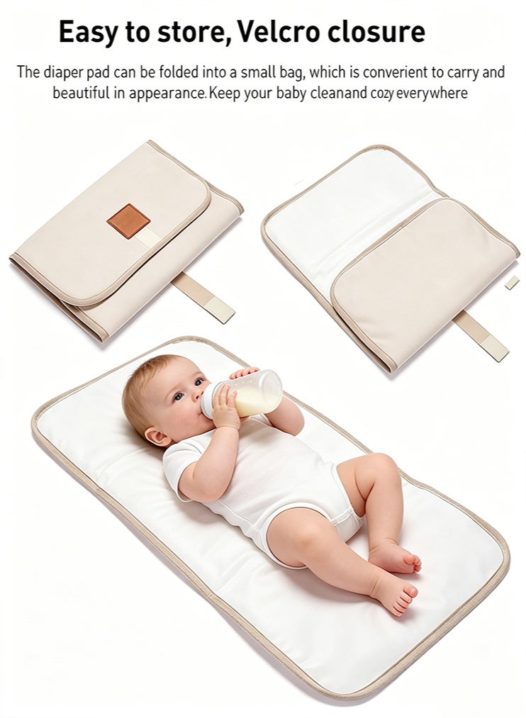 meayul Portable Baby Changing Mat Waterproof Foldable Nappy Changer Pad for Travel Ivory Lightweight Compact Design for On-The-Go Parents Home and Outdoor Use - Image 4