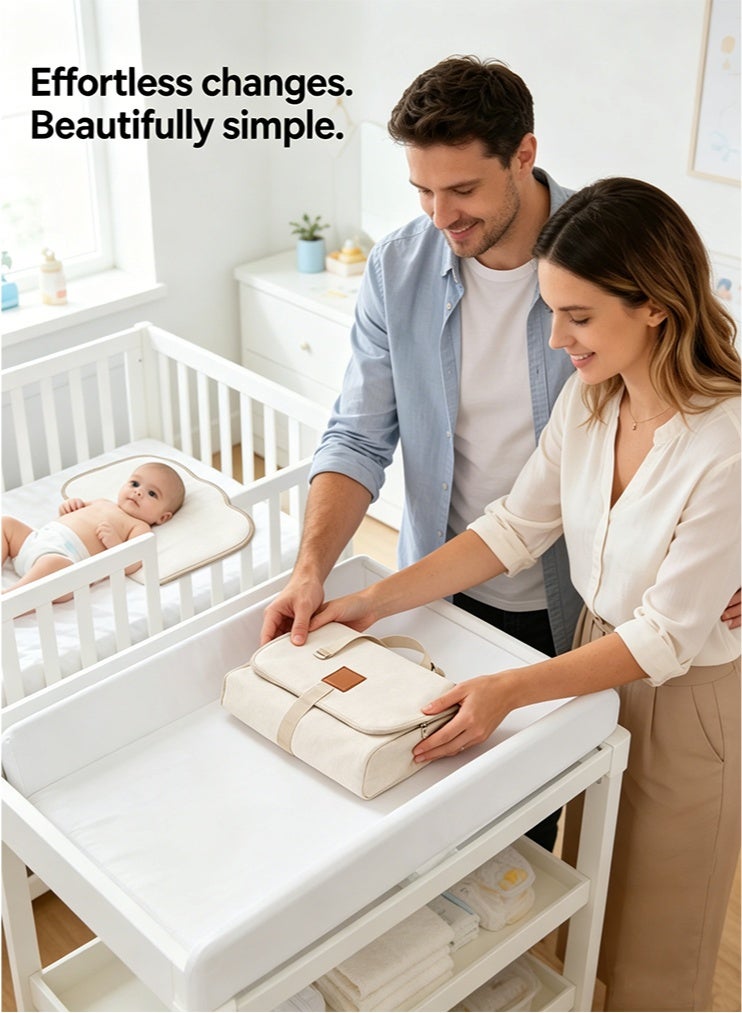 meayul Portable Baby Changing Mat Waterproof Foldable Nappy Changer Pad for Travel Ivory Lightweight Compact Design for On-The-Go Parents Home and Outdoor Use - Image 5