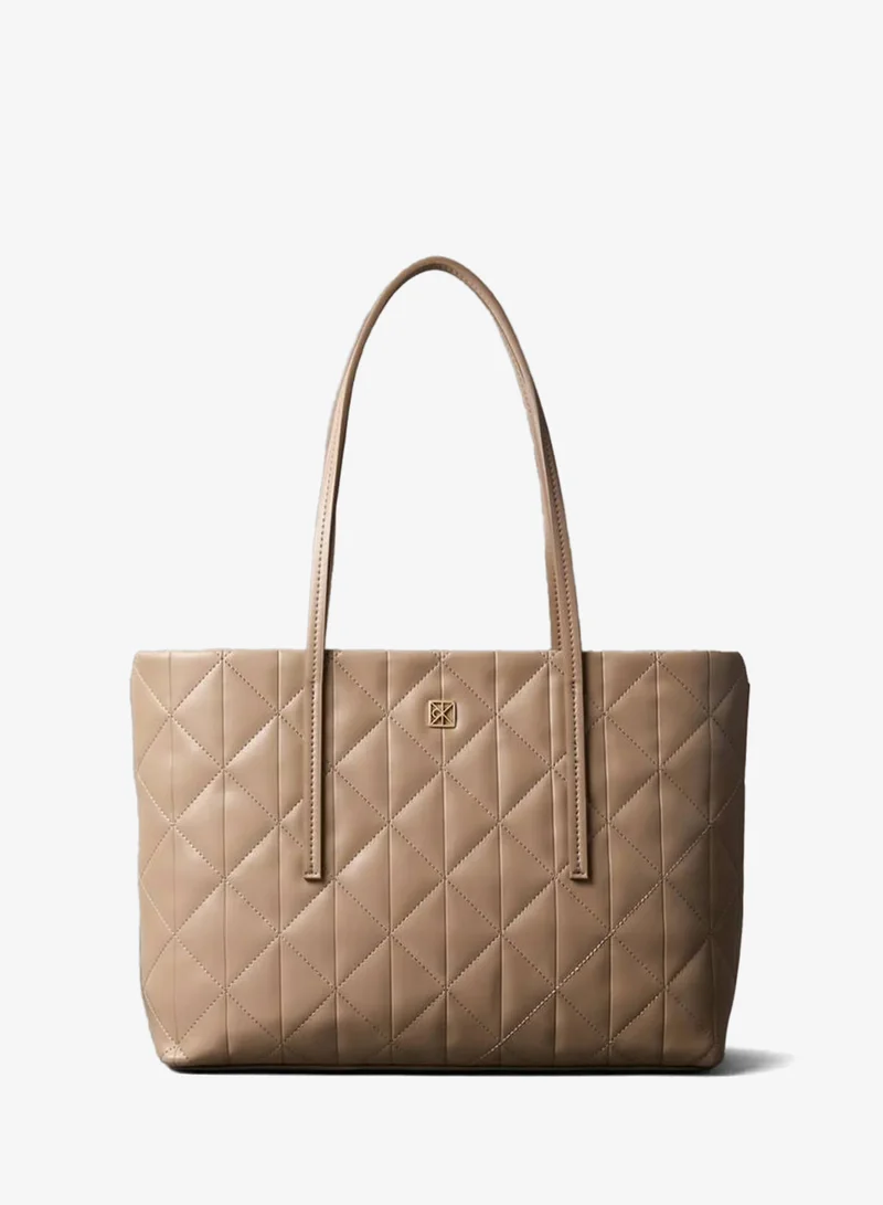 Quilted Emblem Logo Small Tote Bag