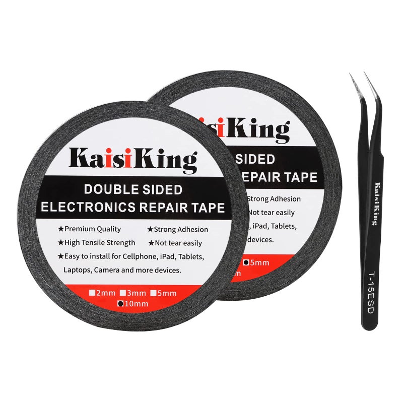 Kaisiking 5mm / 10mm x 50M Double Sided Adhesive Tape LCD Touch Screen Tape Phone Repair Tape with 1 Tweezers for Cell Phone, iPad, Tablets, Laptops, Camera, LCD Screen - Image 1