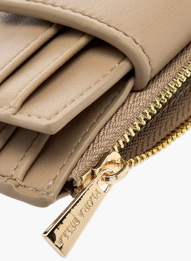 Flora Bella By Shoexpress TAUPE Flora Bella Solid Card Holder With Zip Closure for Women | Best Price UAE