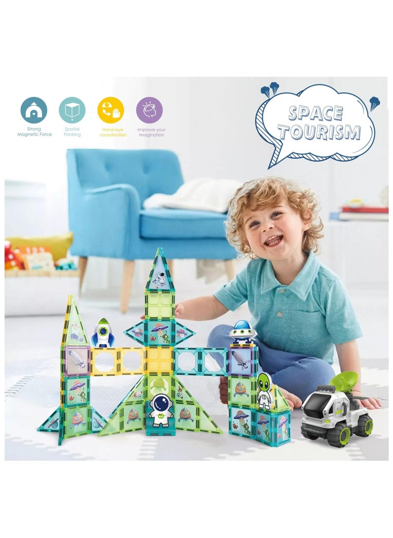 Kids Magnetic Tiles Toys, Magnetic Tiles Building Block Set Magnet Tiles Educational Toy Space Adventure Learning Construction Magnetic Toys Set, for 3+ Year Old Boys and Girls - Image 5