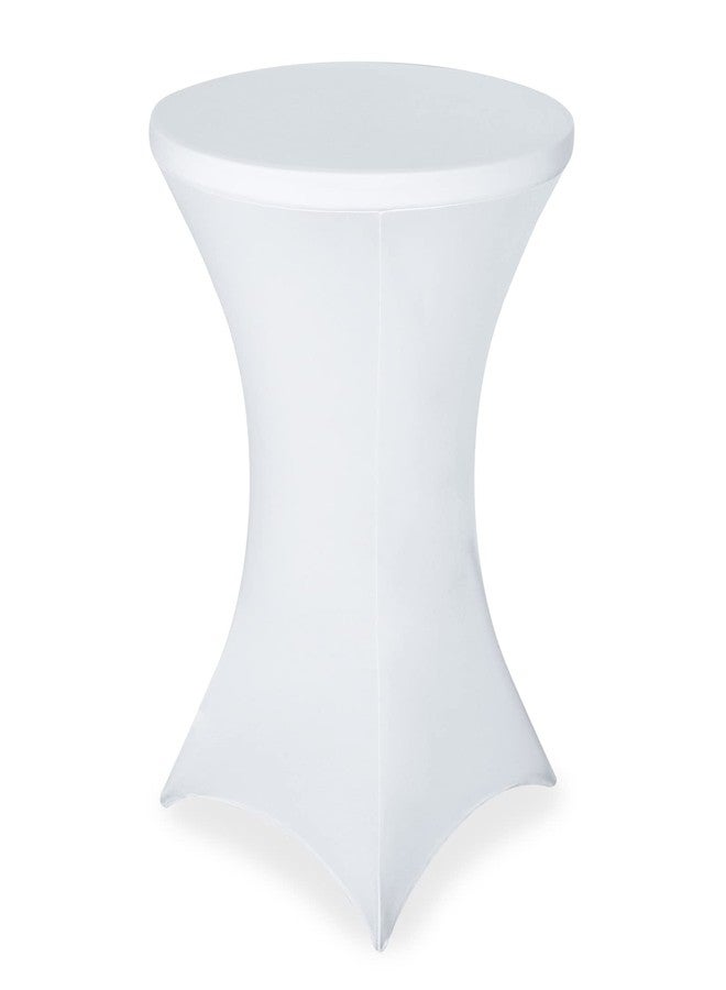 FestiCorp Spandex Table Cover, Cocktail Fitted Tablecloths, Round Highboy Stretch Table Covers Cloths for Party, DJ, Bar, Wedding, Birthday, Banquet, White, 30"-32" Diameter x 40"-43" Height - Image 1