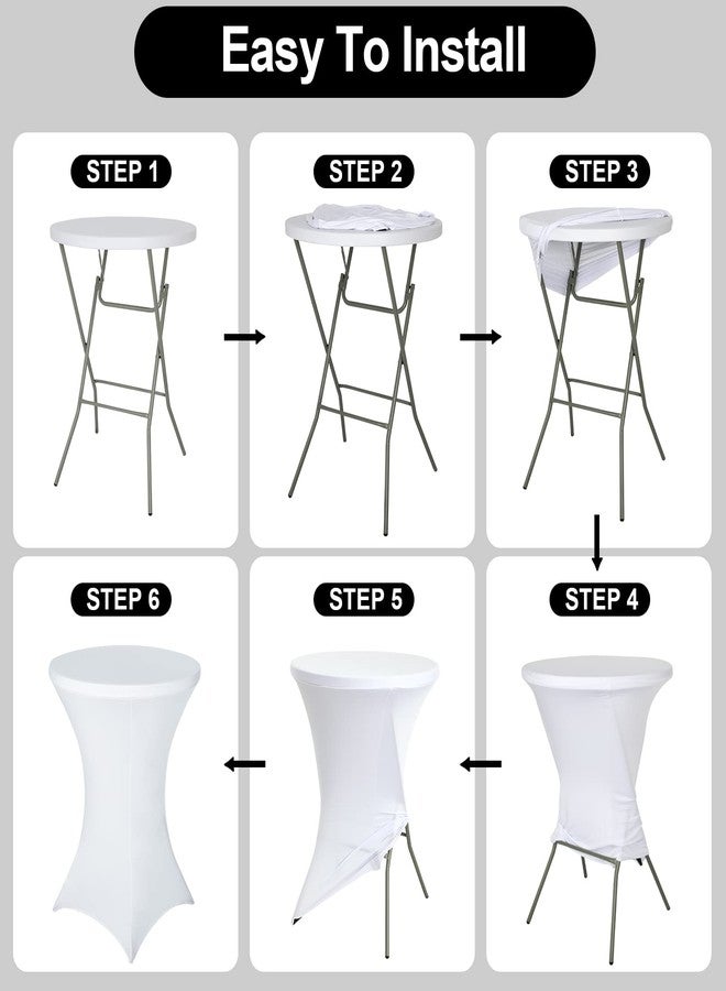 FestiCorp Spandex Table Cover, Cocktail Fitted Tablecloths, Round Highboy Stretch Table Covers Cloths for Party, DJ, Bar, Wedding, Birthday, Banquet, White, 30"-32" Diameter x 40"-43" Height - Image 5