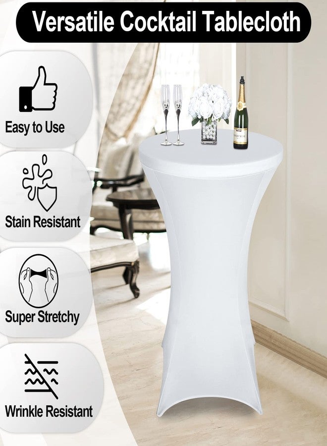 FestiCorp Spandex Table Cover, Cocktail Fitted Tablecloths, Round Highboy Stretch Table Covers Cloths for Party, DJ, Bar, Wedding, Birthday, Banquet, White, 30"-32" Diameter x 40"-43" Height - Image 2