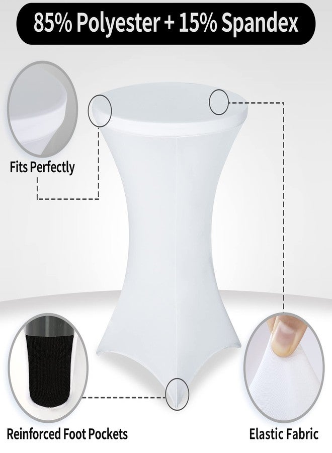 FestiCorp Spandex Table Cover, Cocktail Fitted Tablecloths, Round Highboy Stretch Table Covers Cloths for Party, DJ, Bar, Wedding, Birthday, Banquet, White, 30"-32" Diameter x 40"-43" Height - Image 4