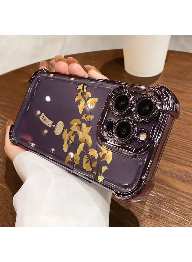 Black Square Case Compatible With iPhone 16 Featuring Precise Holes Minimalist Design Luxury Cartoon Style Chinese Wealth Pattern - Image 2