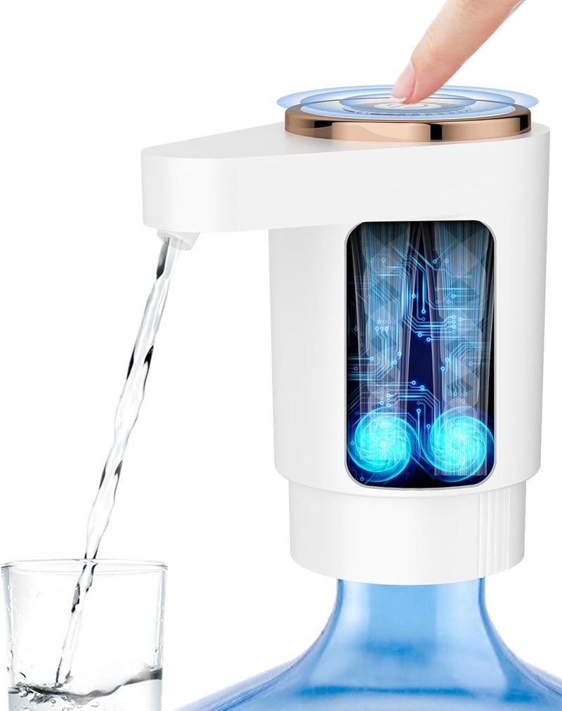 LADFAR Water Bottle Pump, Portable Electric Water Dispenser Pump for 5 Gallon Bottles - USB Charging, Automatic Switch, Rechargeable Battery for Home Kitchen Room Camping - Image 1