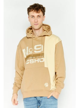 DC Men Long Sleeve Printed Hoodie, Tan  - Image 1
