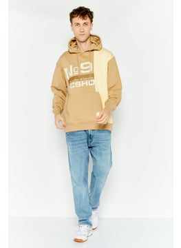 DC Men Long Sleeve Printed Hoodie, Tan  - Image 2