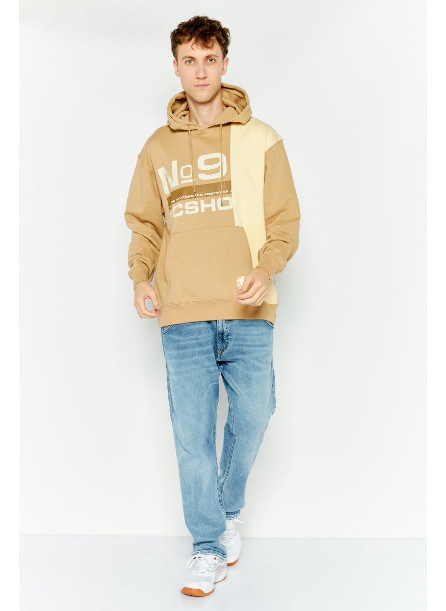 DC - Men Long Sleeve Printed Hoodie, Tan - Image 1