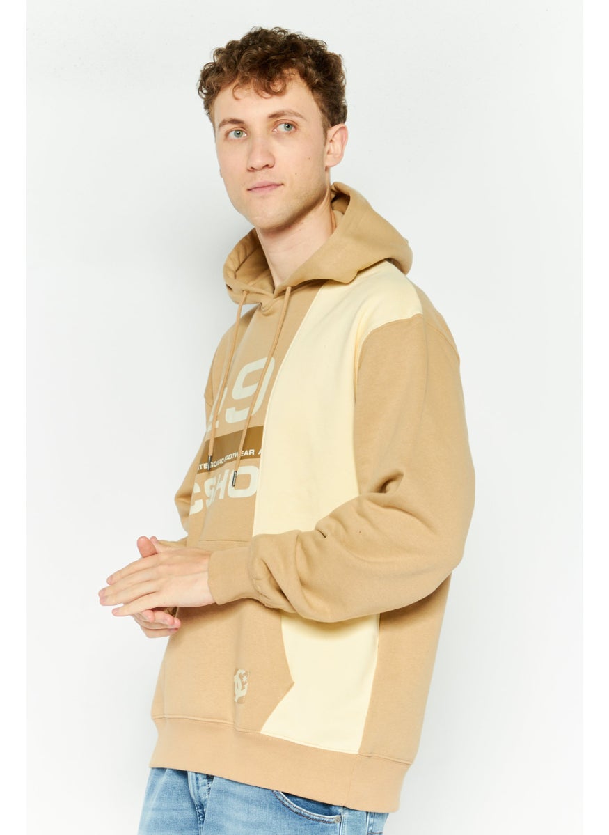 DC - Men Long Sleeve Printed Hoodie, Tan - Image 1