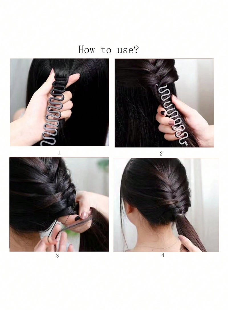 KHAJUL 6PCS Hair Clip Set with Headband and Hairpin for Girls, Hair Bun Maker Tool Kit Hair Twists Hair Rollers Curling Comb (Black) - Image 5