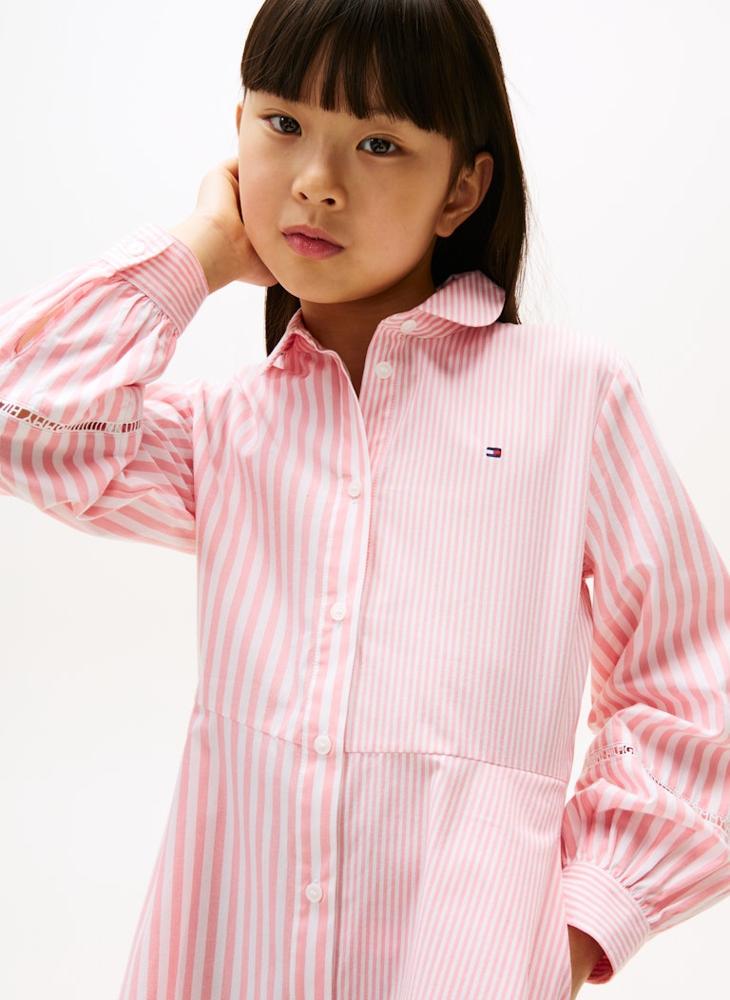 تومي هيلفيغر فستان قميص مخطط للأطفال - Image 3
