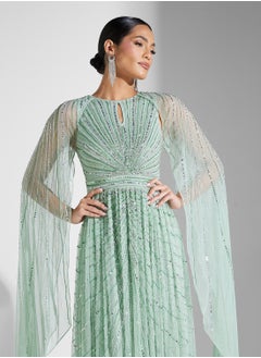 Amelia Rose Embellished Drape Sleeve Dress  - Image 3