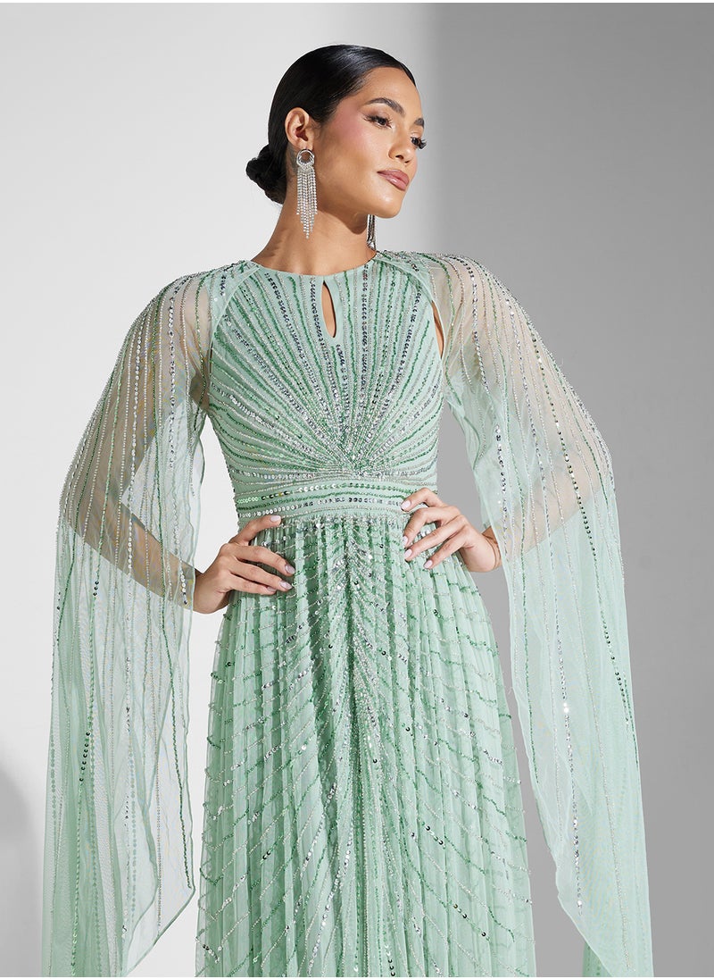 Amelia Rose Embellished Drape Sleeve Dress  - Image 3