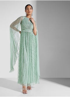 Amelia Rose Embellished Drape Sleeve Dress  - Image 4