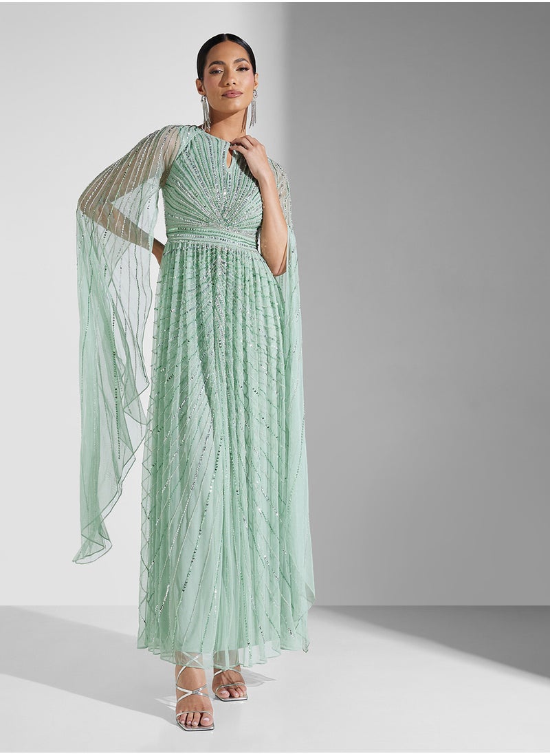 Amelia Rose Embellished Drape Sleeve Dress  - Image 4