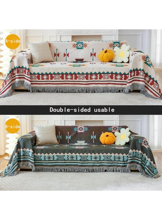Soofam Chenille Sofa Cover, Double Sided Bohemian Couch Cover, Stylish Sofa Cover Sofa Blanket for Sectional Sofa - Image 4