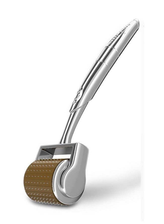 RDE home care Derma Roller System 192 Needles Titanium Alloy Needles Roller for Women And Men With Case For Face,Scalp Hair & Beard Regrowth,Treats Acne, Scar, Stretchmarks,Wrinkles -Safe & effective to use (Gold & Silver) (0.75MM)