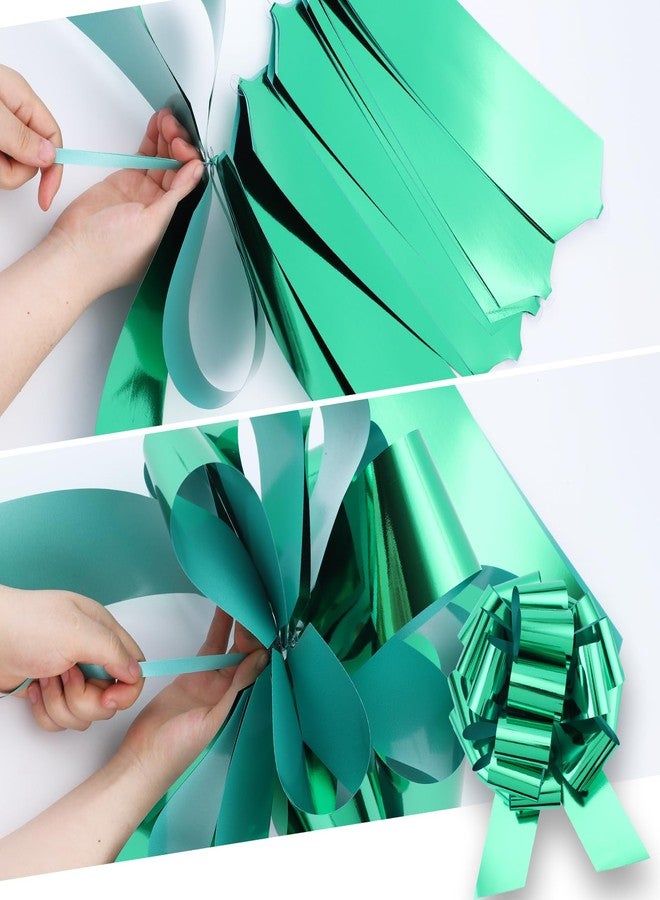 FORBINBO 2 Pcs Large Ribbon Pull Bow - 12" Wide, Big Gift Bows for Cars Decor, New Houses, Gift Basket, Presents, Wreath, Decoration, Office (Green - Image 3