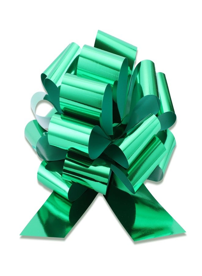 FORBINBO 2 Pcs Large Ribbon Pull Bow - 12" Wide, Big Gift Bows for Cars Decor, New Houses, Gift Basket, Presents, Wreath, Decoration, Office (Green - Image 1