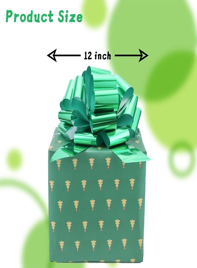 FORBINBO 2 Pcs Large Ribbon Pull Bow - 12" Wide, Big Gift Bows for Cars Decor, New Houses, Gift Basket, Presents, Wreath, Decoration, Office (Green - Image 2