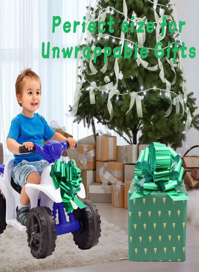 FORBINBO 2 Pcs Large Ribbon Pull Bow - 12" Wide, Big Gift Bows for Cars Decor, New Houses, Gift Basket, Presents, Wreath, Decoration, Office (Green - Image 5