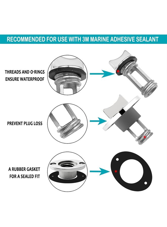 Generic Oval Drain Plug,Marine 316 Stainless Steel Drain Plug Fits 1" Hole,with O Seal Ring,Boat Transoms Drain Plug - Image 4