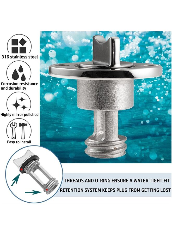 Generic Oval Drain Plug,Marine 316 Stainless Steel Drain Plug Fits 1" Hole,with O Seal Ring,Boat Transoms Drain Plug - Image 2