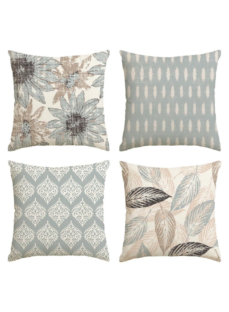 نيس آرت مجموعة من 4 قطع من الوسائد ، أغطية الوسائد ، أزرق توتم ديكور عصري أريكة أغطية الوسائد 45 سم × 45 سم ، غرفة المعيشة أريكة سيارة أريكة سرير أغطية الوسائد 18 × 18 بوصة (نمط مزدوج الجانبين) - Image 1