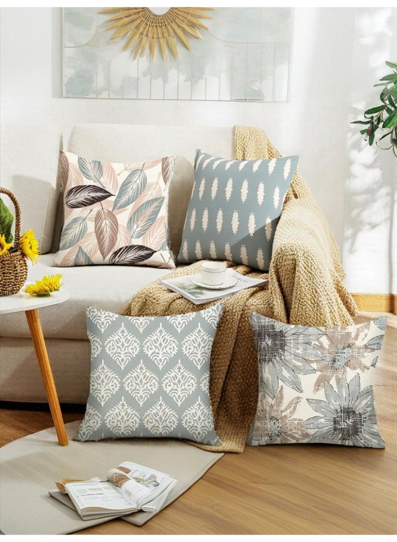 نيس آرت مجموعة من 4 قطع من الوسائد ، أغطية الوسائد ، أزرق توتم ديكور عصري أريكة أغطية الوسائد 45 سم × 45 سم ، غرفة المعيشة أريكة سيارة أريكة سرير أغطية الوسائد 18 × 18 بوصة (نمط مزدوج الجانبين) - Image 4