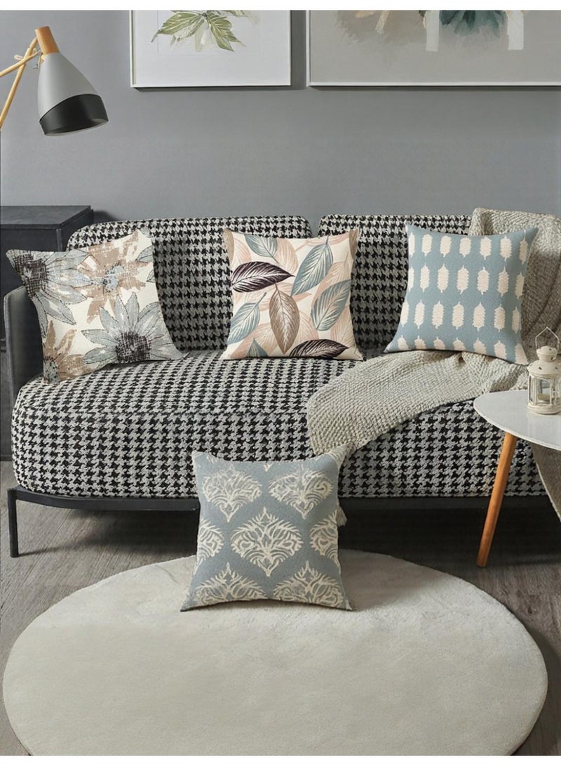 نيس آرت مجموعة من 4 قطع من الوسائد ، أغطية الوسائد ، أزرق توتم ديكور عصري أريكة أغطية الوسائد 45 سم × 45 سم ، غرفة المعيشة أريكة سيارة أريكة سرير أغطية الوسائد 18 × 18 بوصة (نمط مزدوج الجانبين) - Image 2